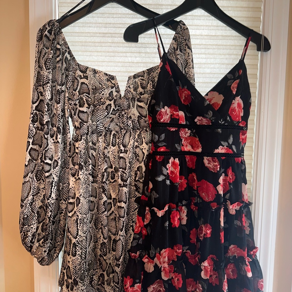 Floral and Snakeskin Print Dresses